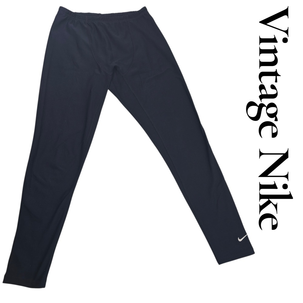 Nike Leggings‎ L Black Polyester Spandex Vintage Fit Athletic Running Tights
